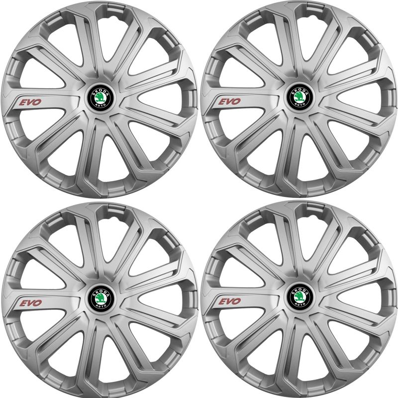 Auto si Moto - Anvelope si jante - Accesorii roti - Capace roti - Set 4 Capace Roti Evo Gri R15, Pentru Skoda - Infinity.ro