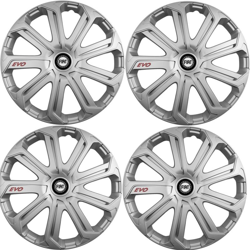 Auto si Moto - Anvelope si jante - Accesorii roti - Capace roti - Set 4 Capace Roti Evo Gri R15, Pentru Fiat - Infinity.ro