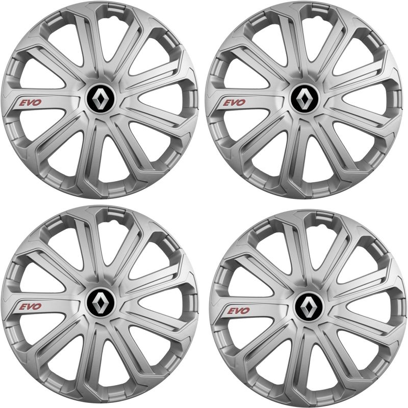 Auto si Moto - Anvelope si jante - Accesorii roti - Capace roti - Set 4 Capace Roti Evo Gri R15, Pentru Renault Nou - Infinity.ro