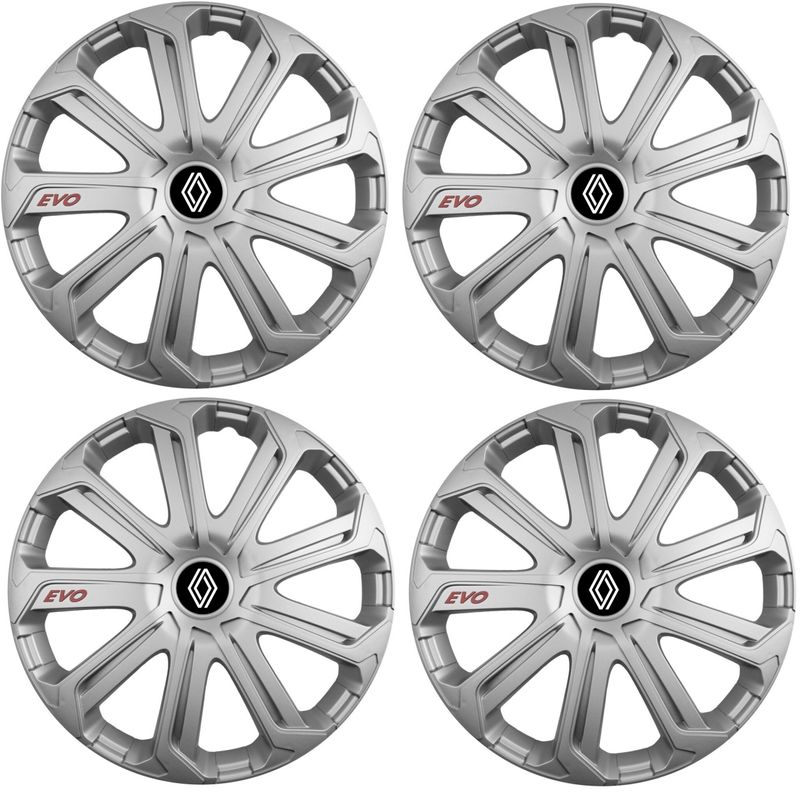 Auto si Moto - Anvelope si jante - Accesorii roti - Capace roti - Set 4 Capace Roti Evo Gri R14, Pentru Renault Nou - Infinity.ro
