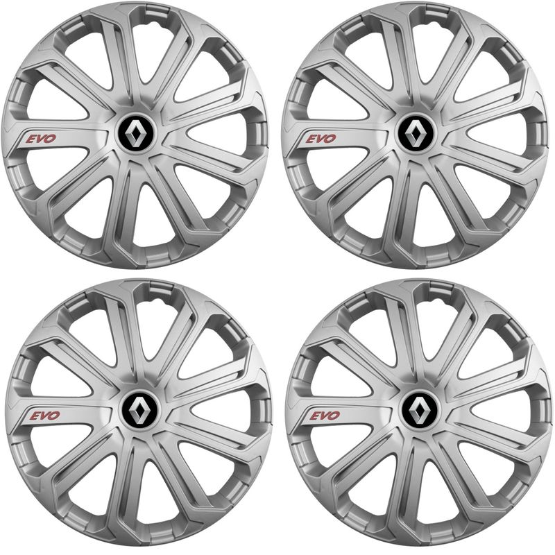 Auto si Moto - Anvelope si jante - Accesorii roti - Capace roti - Set 4 Capace Roti Evo Gri R15, Pentru Renault - Infinity.ro