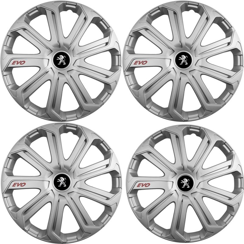 Auto si Moto - Anvelope si jante - Accesorii roti - Capace roti - Set 4 Capace Roti Evo Gri R15, Pentru Peugeot - Infinity.ro
