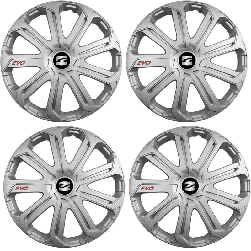 Auto si Moto - Anvelope si jante - Accesorii roti - Capace roti - Set 4 Capace Roti Evo Gri R14, Pentru Seat - Infinity.ro