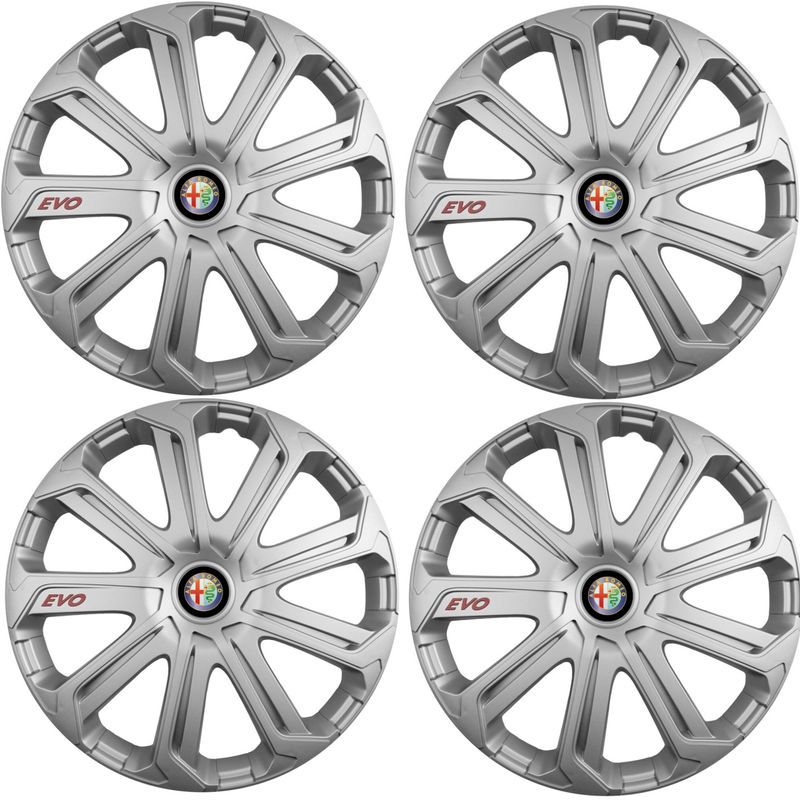 Auto si Moto - Anvelope si jante - Accesorii roti - Capace roti - Set 4 Capace Roti Evo Gri R15, Pentru Alfa Romeo - Infinity.ro