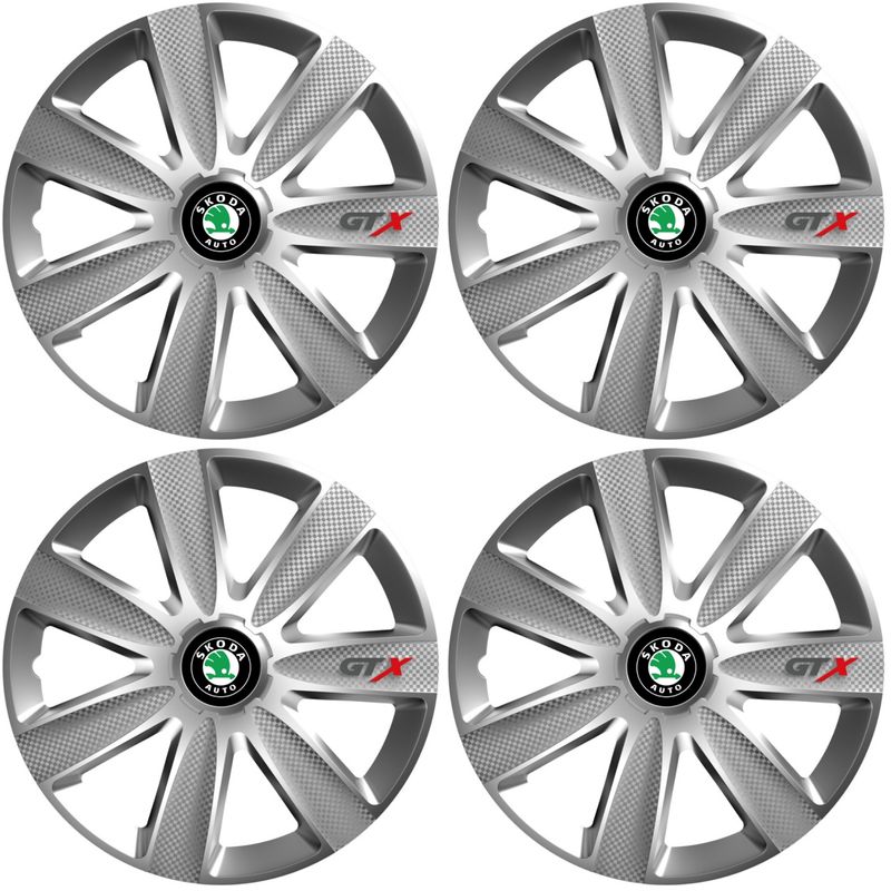 Auto si Moto - Anvelope si jante - Accesorii roti - Capace roti - Set 4 Capace Roti GTX Gri R17, Pentru Skoda - Infinity.ro