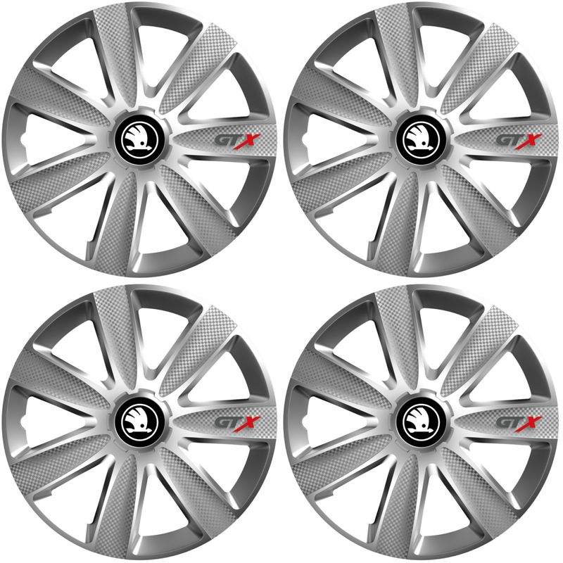 Auto si Moto - Anvelope si jante - Accesorii roti - Capace roti - Set 4 Capace Roti GTX Gri R16, Pentru Skoda Nou - Infinity.ro