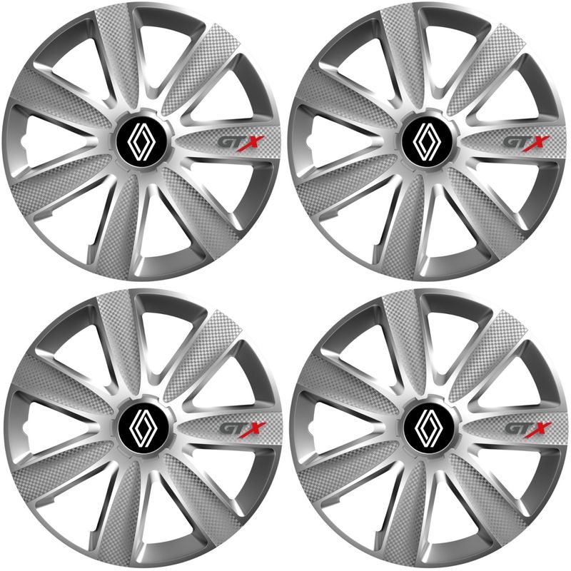 Auto si Moto - Anvelope si jante - Accesorii roti - Capace roti - Set 4 Capace Roti GTX Gri R14, Pentru Renault Nou - Infinity.ro