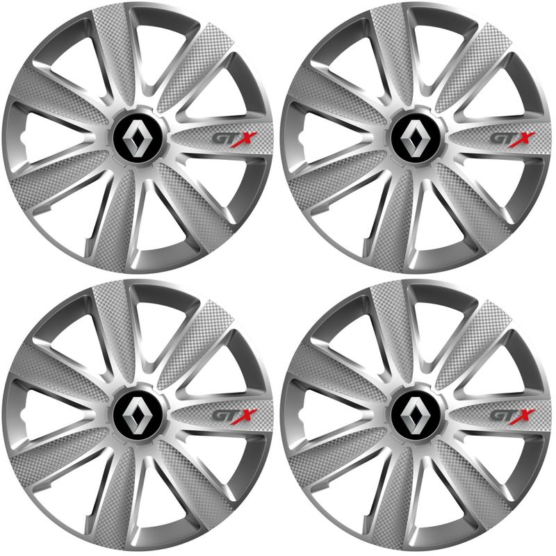 Auto si Moto - Anvelope si jante - Accesorii roti - Capace roti - Set 4 Capace Roti GTX Gri R14, Pentru Renault - Infinity.ro