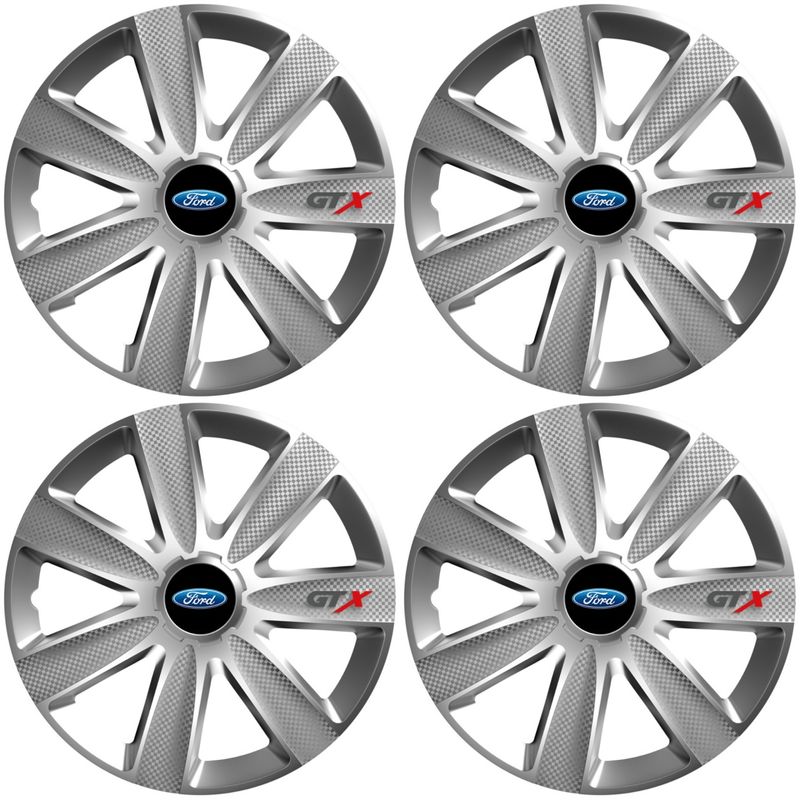 Auto si Moto - Anvelope si jante - Accesorii roti - Capace roti - Set 4 Capace Roti GTX Gri R14, Pentru Ford - Infinity.ro