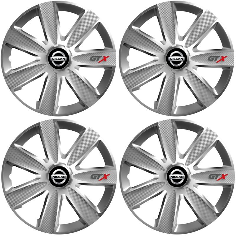 Auto si Moto - Anvelope si jante - Accesorii roti - Capace roti - Set 4 Capace Roti GTX Gri R16, Pentru Nissan Nou - Infinity.ro
