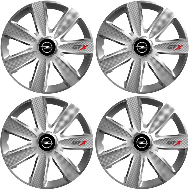 Auto si Moto - Anvelope si jante - Accesorii roti - Capace roti - Set 4 Capace Roti GTX Gri R16, Pentru Opel - Infinity.ro