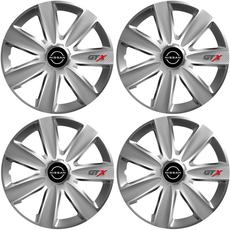 Auto si Moto - Anvelope si jante - Accesorii roti - Capace roti - Set 4 Capace Roti GTX Gri R14, Pentru Nissan Nou - Infinity.ro