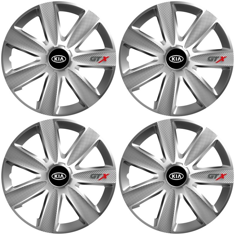 Auto si Moto - Anvelope si jante - Accesorii roti - Capace roti - Set 4 Capace Roti GTX Gri R15, Pentru Kia - Infinity.ro