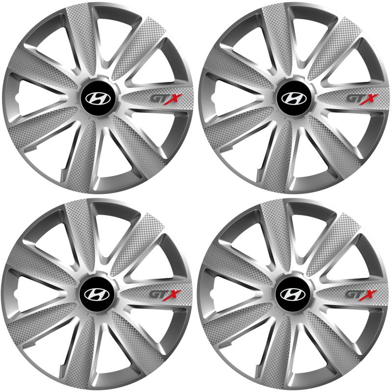 Auto si Moto - Anvelope si jante - Accesorii roti - Capace roti - Set 4 Capace Roti GTX Gri R14, Pentru Hyundai - Infinity.ro