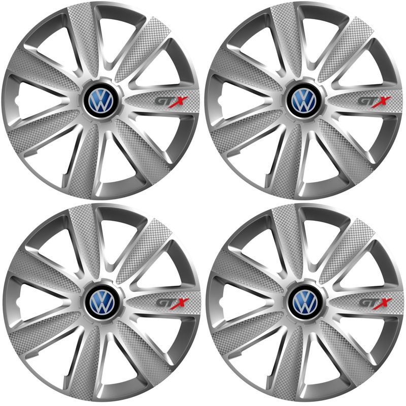 Auto si Moto - Anvelope si jante - Accesorii roti - Capace roti - Set 4 Capace Roti GTX Gri R15, Pentru Volkswagen - Infinity.ro