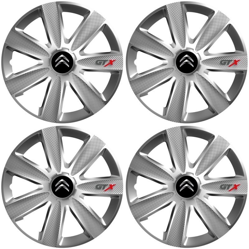 Auto si Moto - Anvelope si jante - Accesorii roti - Capace roti - Set 4 Capace Roti GTX Gri R15, Pentru Citroen - Infinity.ro