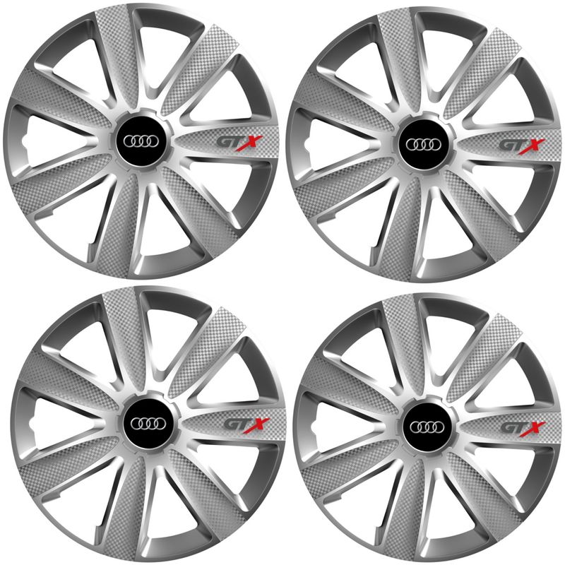 Auto si Moto - Anvelope si jante - Accesorii roti - Capace roti - Set 4 Capace Roti GTX Gri R16, Pentru Audi - Infinity.ro