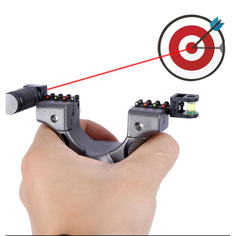 Sport si Outdoor - Camping - Accesorii camping si drumetii - Set prastie plastic cu laser si set 100 bile  9 mm, 11.5 cm, cu boloboc, argintiu - Infinity.ro