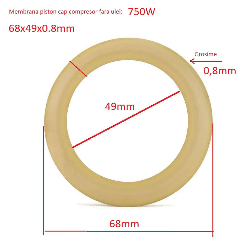 Casa si Gradina - Electrice - Echipamente electrice - Accesorii compresoare - Membrana Piston cap compresor fara ulei 750W 68x49x0.8mm CH166 - Infinity.ro