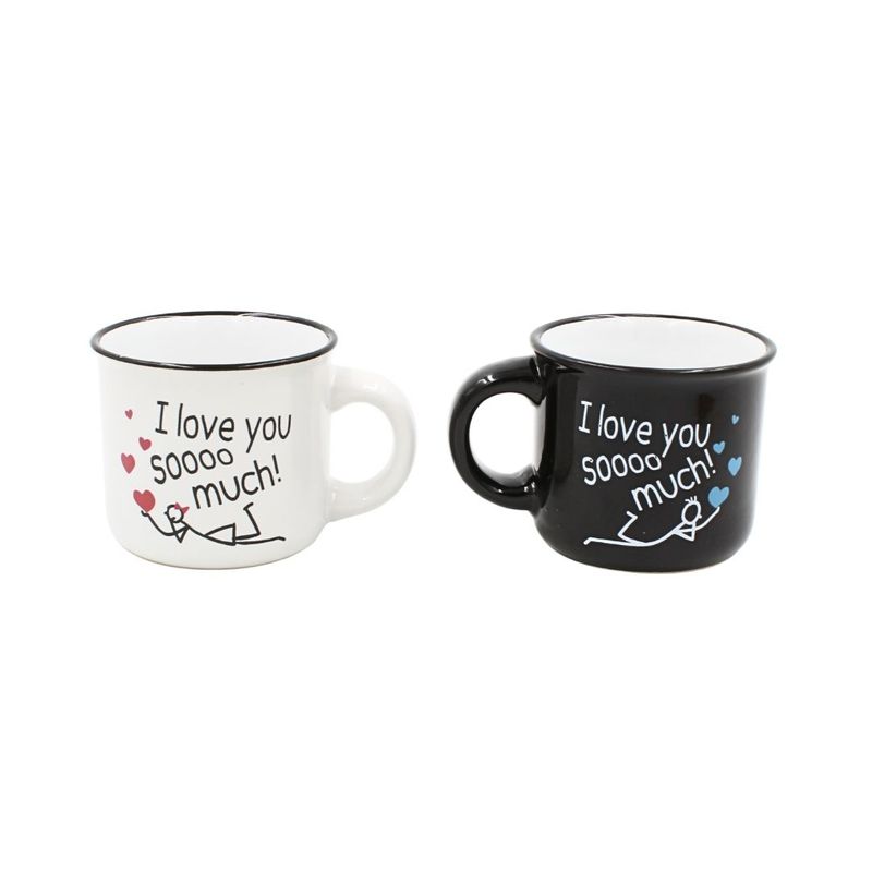 Casa si Gradina - Bucatarie si vesela - Cani si pahare - Cani si cesti - Set 2 Cesti Espresso, Nekupto – “I love you soooo much!”, 2 x 80 ml - Infinity.ro