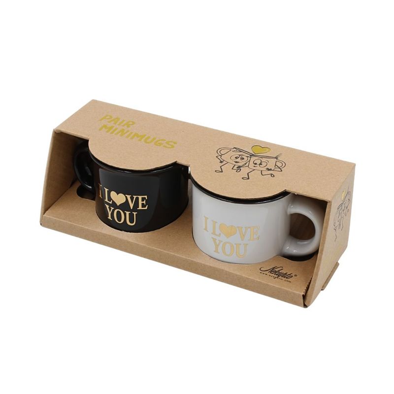 Casa si Gradina - Bucatarie si vesela - Cani si pahare - Cani si cesti - Set 2 Cesti Espresso, Nekupto – “I ♥ YOU”, 2 x 80 ml - Infinity.ro