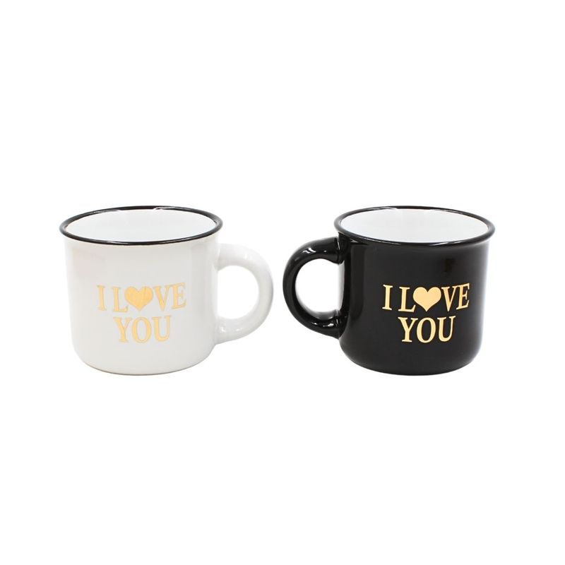 Casa si Gradina - Bucatarie si vesela - Cani si pahare - Cani si cesti - Set 2 Cesti Espresso, Nekupto – “I ♥ YOU”, 2 x 80 ml - Infinity.ro
