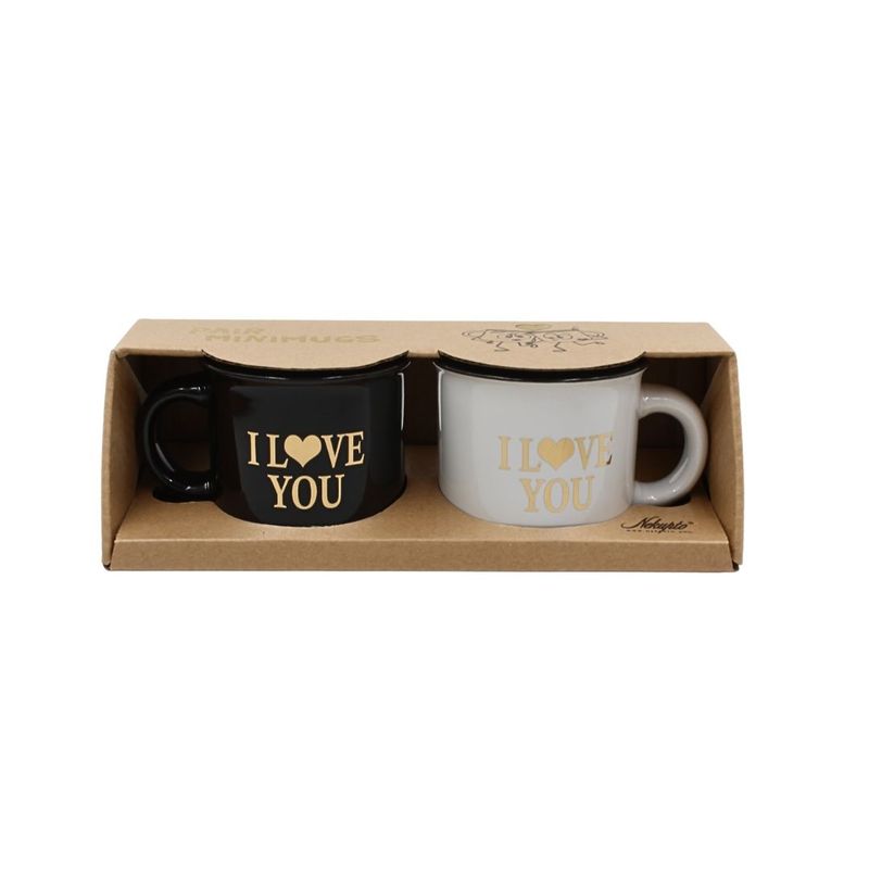 Casa si Gradina - Bucatarie si vesela - Cani si pahare - Cani si cesti - Set 2 Cesti Espresso, Nekupto – “I ♥ YOU”, 2 x 80 ml - Infinity.ro