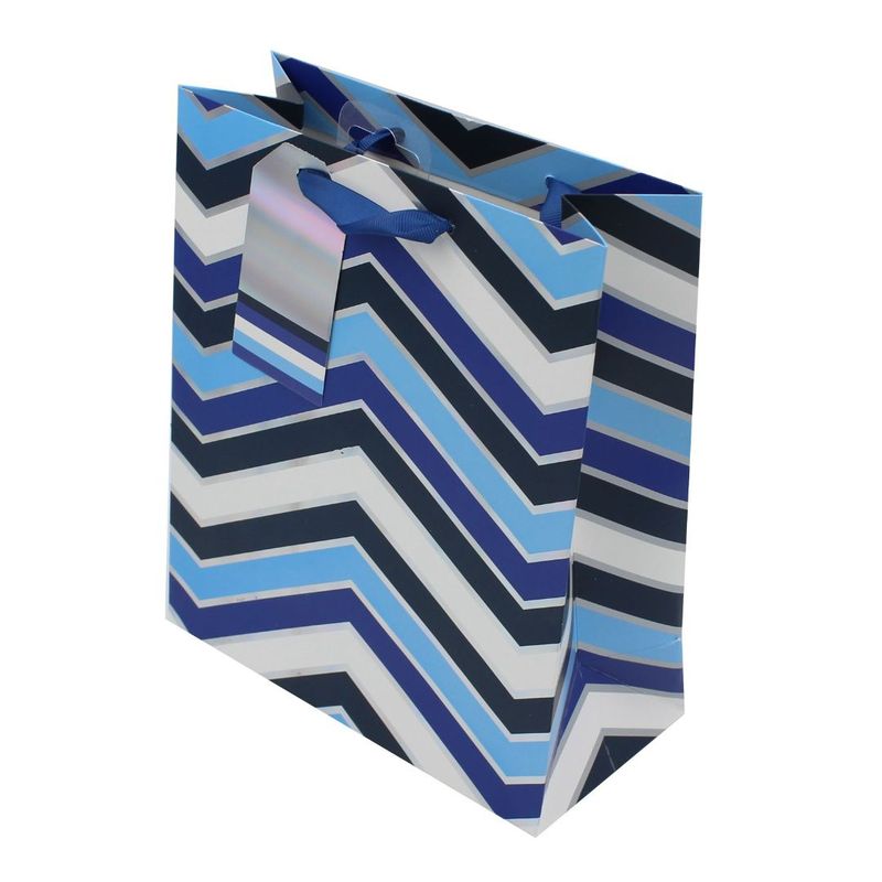 Market - Cadouri - Pungi cadou si accesorii - Punga cadou M hartie navy chevron - Infinity.ro