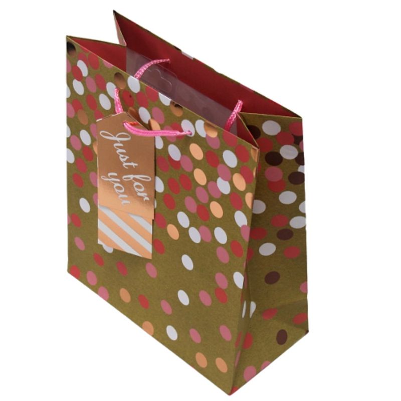 Market - Cadouri - Pungi cadou si accesorii - Punga cadou hartie L KRAFT DOTS - Infinity.ro