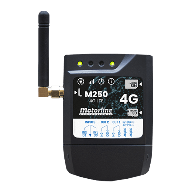 Casa si Gradina - Constructii - Usi interior, exterior si garaj - Kit-uri automatizari porti si usi garaj - Controller GSM 4G, Bluetooth, 2 relee, card SIM inclus MOTORLINE GSM-M250 - Infinity.ro
