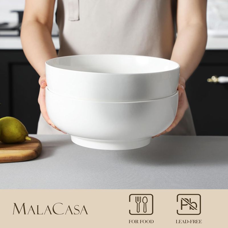 Casa si Gradina - Bucatarie si vesela - Vesela si tacamuri - Farfurii si boluri - Set boluri mari portelan 2 piese, 26 cm 3370 ml – bol salata, supa, paste, rezistent la cuptor si masina de spalat - Infinity.ro