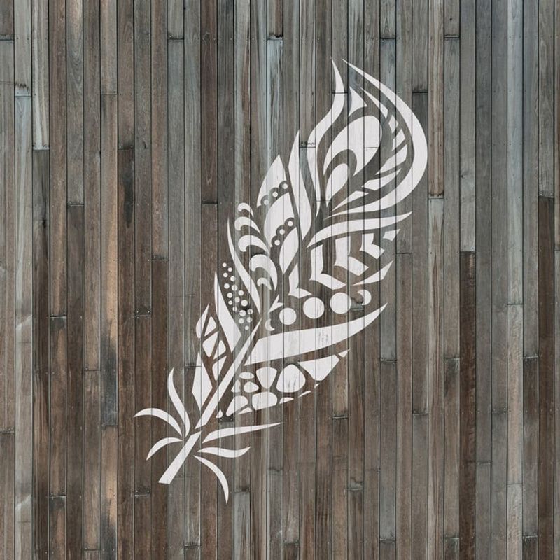 Casa si Gradina - Decoratiuni - DIY - Sabloane decorative pereti - Sablon Perete vopsire, tencuiala 0.7mm Pana de Paun model MXSP7417, 200 x 200 mm - Infinity.ro