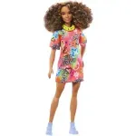 Jucarii, Copii si Bebe - Jucarii si jocuri - Papusi si accesorii - Papusi - Papusa Barbie Fashionista Satena Cu Rochie Cu Imprimeu - Infinity.ro