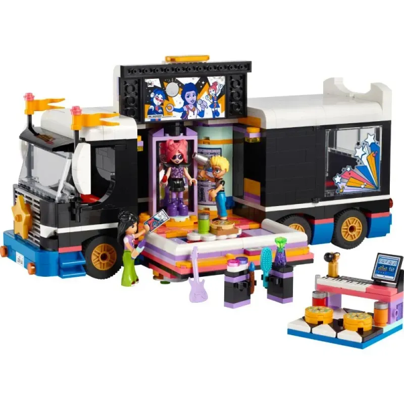 Jucarii, Copii si Bebe - Jucarii si jocuri - Seturi de constructie si cuburi - Seturi de constructie - LEGO Friends Autocar de turneu pentru staruri pop 42619 - Infinity.ro