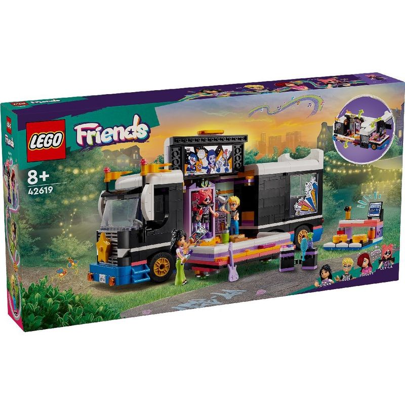 Jucarii, Copii si Bebe - Jucarii si jocuri - Seturi de constructie si cuburi - Seturi de constructie - LEGO Friends Autocar de turneu pentru staruri pop 42619 - Infinity.ro