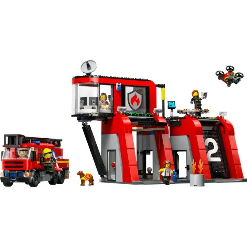 Jucarii, Copii si Bebe - Jucarii si jocuri - Seturi de constructie si cuburi - Seturi de constructie - LEGO City Statie si camion de pompieri 60414 - Infinity.ro