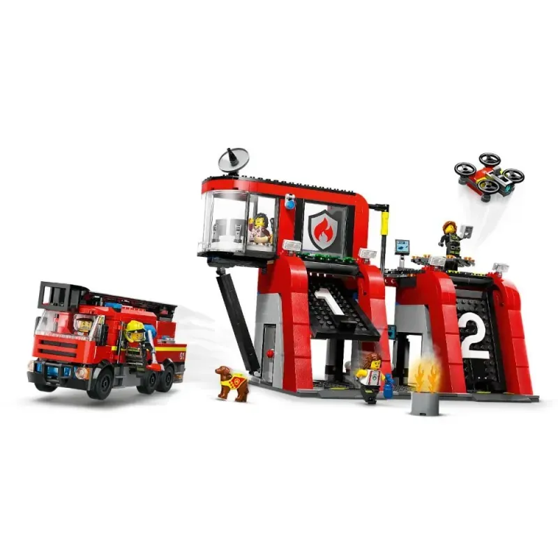 Jucarii, Copii si Bebe - Jucarii si jocuri - Seturi de constructie si cuburi - Seturi de constructie - LEGO City Statie si camion de pompieri 60414 - Infinity.ro