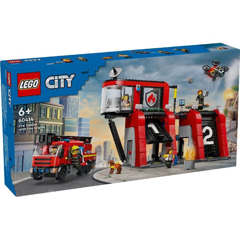 Jucarii, Copii si Bebe - Jucarii si jocuri - Seturi de constructie si cuburi - Seturi de constructie - LEGO City Statie si camion de pompieri 60414 - Infinity.ro