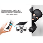 Casa si Gradina - Electrice - Smart Home - Camere de supraveghere - Camera de supraveghere tripla MaGeCa cu panou solar, Cartela SIM, 4G, 18MP Full HD, 3 zone supravegheate simultan - Infinity.ro