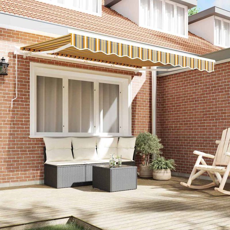 Casa si Gradina - Gradina si terasa - Umbrele si pavilioane - Pavilioane - Cortina Retractabila Manual Multicolor si galben si gri si alb - Infinity.ro