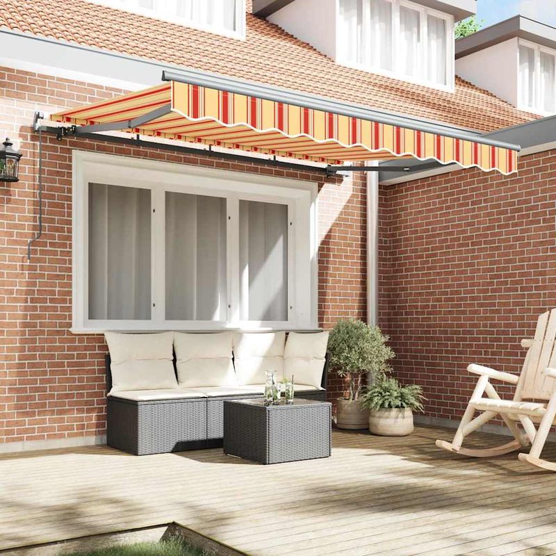 Casa si Gradina - Gradina si terasa - Umbrele si pavilioane - Pavilioane - Cortina Retractabila Manual Galben si portocaliu si alb - Infinity.ro