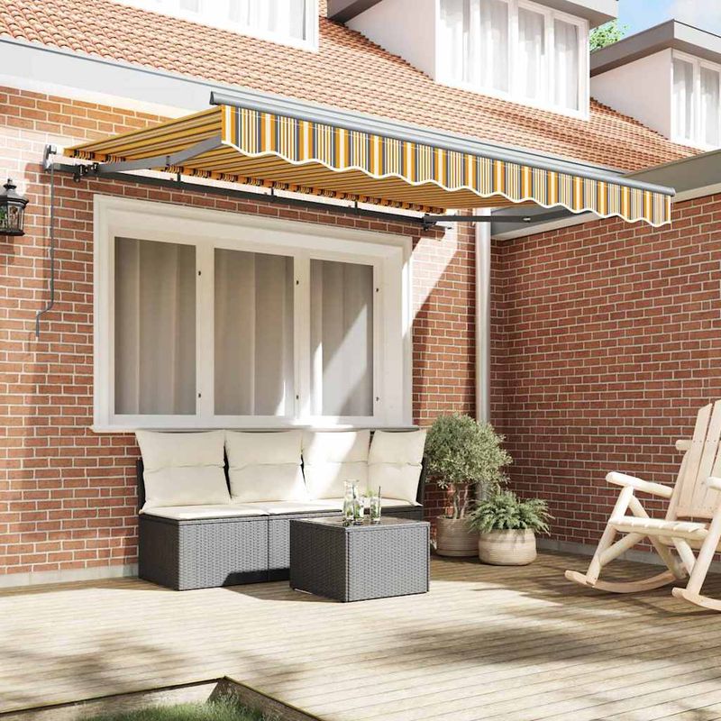 Casa si Gradina - Gradina si terasa - Umbrele si pavilioane - Pavilioane - Cortina Retractabila Manual Galben si portocaliu si alb - Infinity.ro