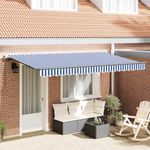 Casa si Gradina - Gradina si terasa - Umbrele si pavilioane - Pavilioane - Cortina Retractabila Manual Albastru si Alb si Antracit - Infinity.ro