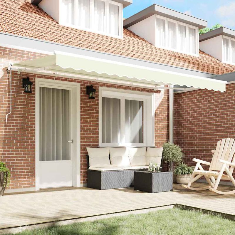Casa si Gradina - Gradina si terasa - Umbrele si pavilioane - Pavilioane - Cortina Retractabila Manual Crema si Alb - Infinity.ro