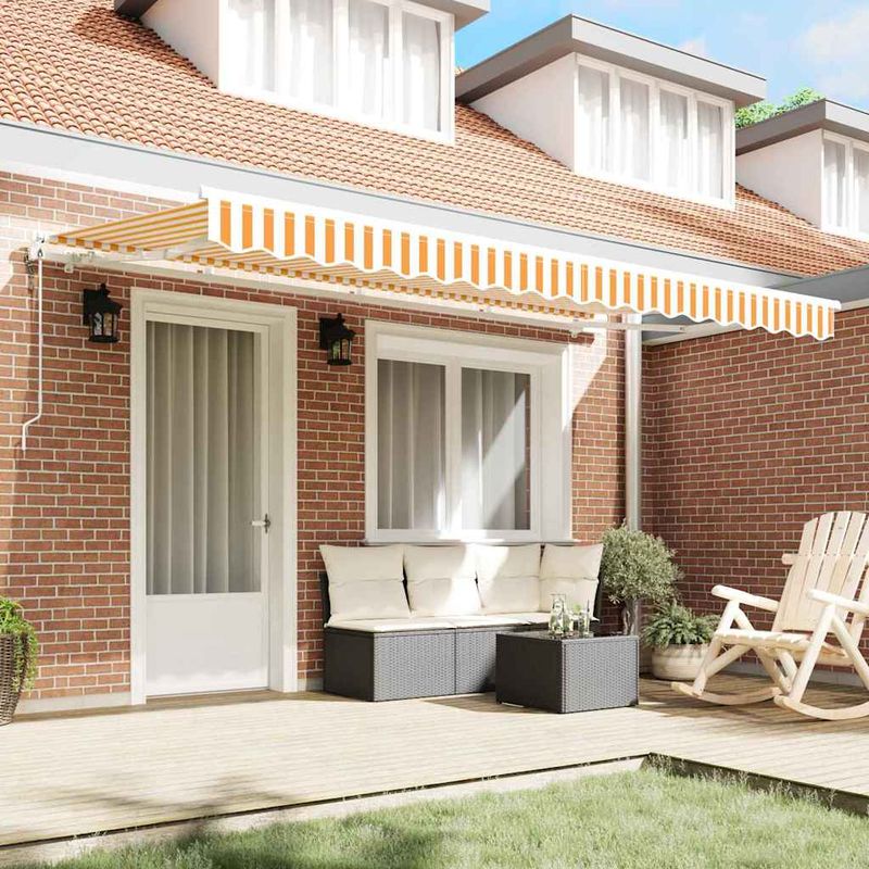 Casa si Gradina - Gradina si terasa - Umbrele si pavilioane - Pavilioane - Cortina Retractabila Manual Galben si alb - Infinity.ro