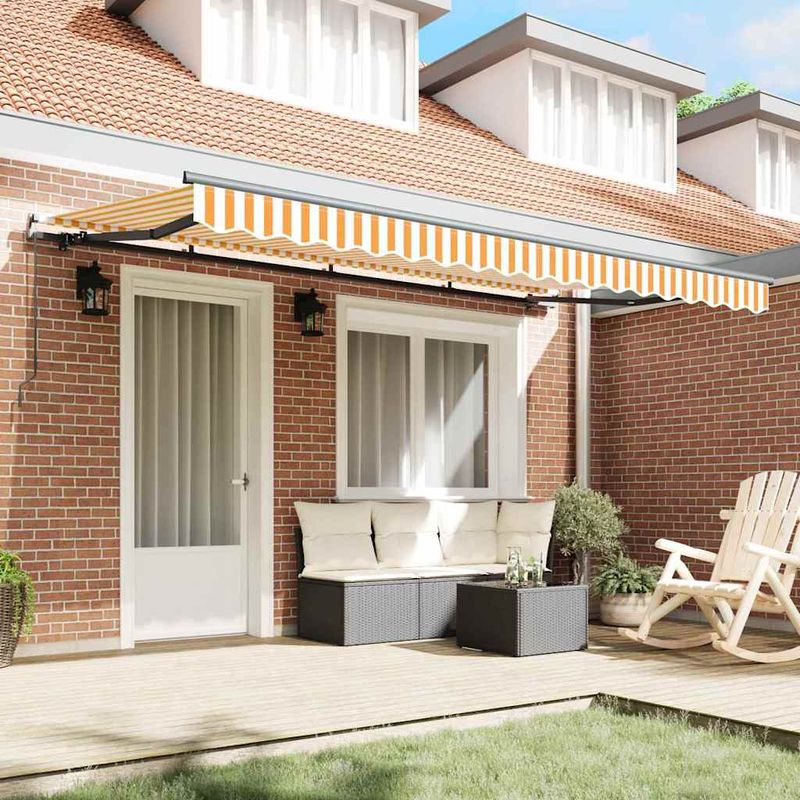 Casa si Gradina - Gradina si terasa - Umbrele si pavilioane - Pavilioane - Cortina Retractabila Manual Galben si portocaliu si alb - Infinity.ro