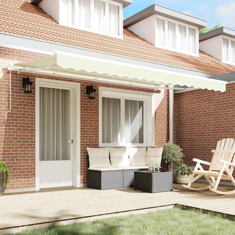 Casa si Gradina - Gradina si terasa - Umbrele si pavilioane - Pavilioane - Cortina Retractabila Manual Crema si Alb - Infinity.ro