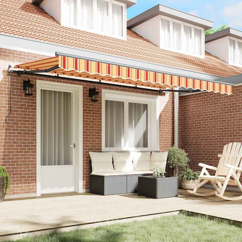 Casa si Gradina - Gradina si terasa - Umbrele si pavilioane - Pavilioane - Cortina Retractabila Manual Galben si portocaliu si alb - Infinity.ro