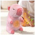 Jucarii, Copii si Bebe - Jucarii si jocuri - Jucarii de plus - Jucarie de plus Capibara KidMania® cu functie de respiratie, melodii si lumina pentru copii, 25 cm, roz - Infinity.ro
