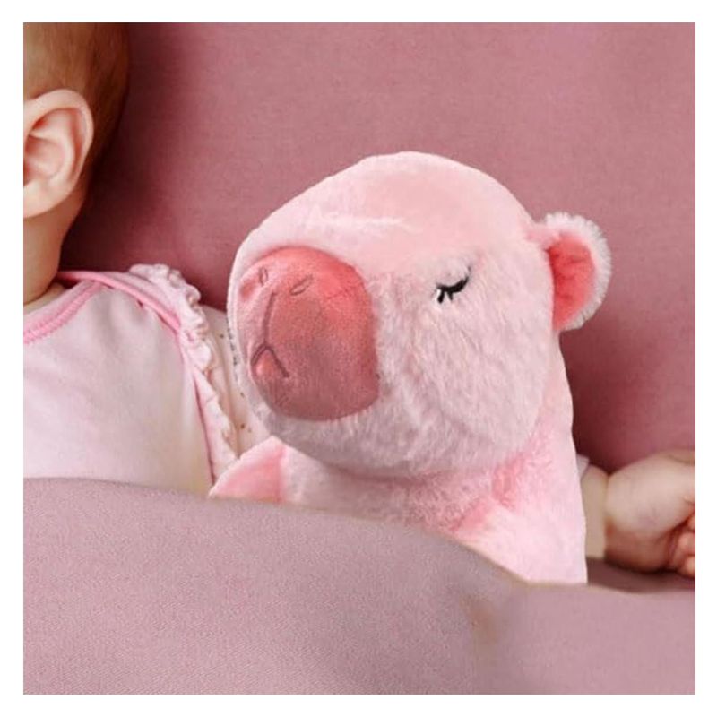 Jucarii, Copii si Bebe - Jucarii si jocuri - Jucarii de plus - Jucarie de plus Capibara KidMania® cu functie de respiratie, melodii si lumina pentru copii, 25 cm, roz - Infinity.ro